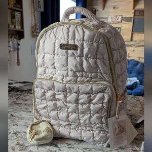 Jessica Simpson Quilted Cream Backpack with Pouch